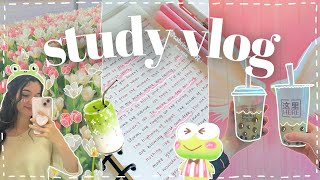 STUDY VLOG 🎧🍵 study with me, cute cafes, study chinese, productive days ⋆౨ৎ˚⟡˖