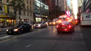 FDNY ENGINE 26 & FDNY ENGINE 65, RESPONDING WITH MAJOR AIR HORN, TO "ALL HANDS" FIRE ON W. 42ND ST.