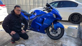 【休日Vlog】【GSX1300R】冬を越したハヤブサを洗車したりバッテリー繋いだりチェーン清掃したり