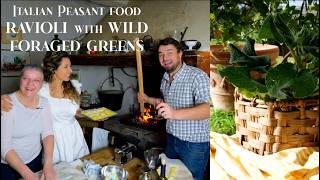ITALIAN PEASANT PASTA: Ravioli with Borage, Wild Foraged Greens, in Our Kitchen in Italy