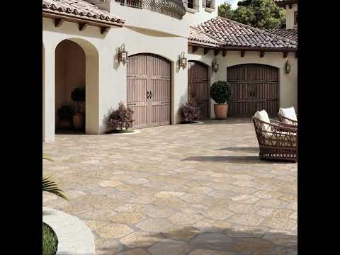 Carrelage sol extérieur effet pierre Caldana sable R11 28,5x33 cm