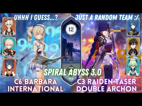 C6 Barbara International & C3 Raiden Shogun Taser | Spiral Abyss 3.0 Floor 12 - 9⭐