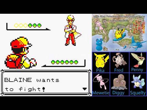 Let's Play Pokemon Yellow Capturelocke:  Part 20 - A Fiery Quiz Of Battles