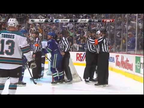 Kevin Bieksa 1-0 Goal VS Sharks GAME 1