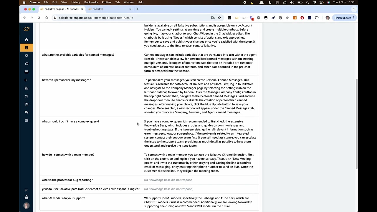 Knowledge Base Test Runs | Test & Improve AI Chatbot Performance