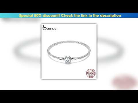 Hands-on BAMOER 925 Sterling Silver Classic Love Forever Snake Chain Bracelets for Women Charm Bead