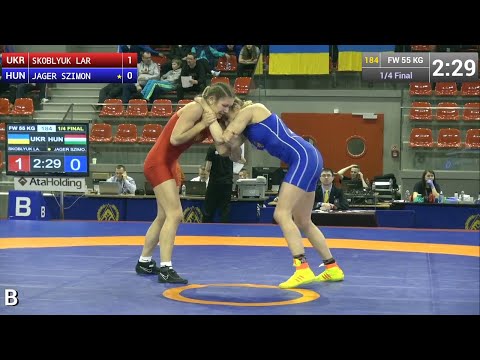 Quarterfinal FW - 55 kg: Larysa SKOBLYUK (UKR) df. Szimonetta JAGER (HUN), 5-2