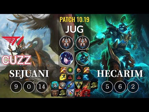 T1 Cuzz Sejuani vs Hecarim Jungle - KR Patch 10.19