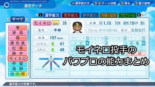 モイネロ投手のパワプロの能力まとめ