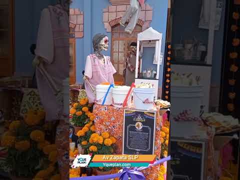 💀🏵️ Altar viviente en Av. Zapata colonia Tequis San Luis Potosí ‼️