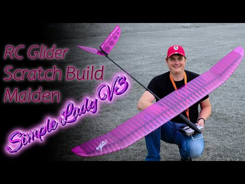 RC Glider SIMPLE LADY V3, Full Build From SCRATCH and MAIDEN. RC airplane 3D printed bungee hi start