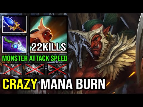 CRAZY Mana Burn 1st Item Diffusal Troll Warlord with Monster Attack Speed Perma Bash 7.31 Dota 2