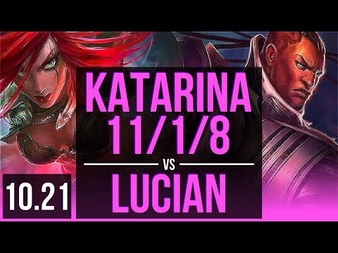 KATARINA vs LUCIAN (MID) | 11/1/8, 7 solo kills, 1.5M mastery, 400+ games | EUW Master | v10.21