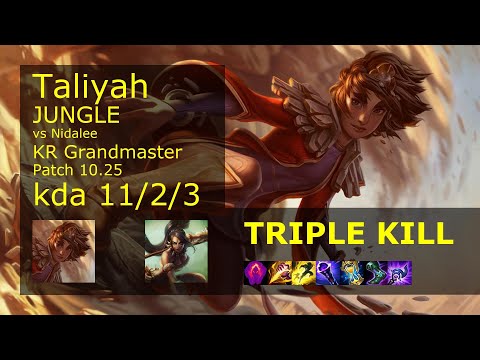 Taliyah Jungle vs Nidalee - KR Grandmaster 11/2/3 Patch 10.25 Gameplay // [롤] 탈리야 vs 니달리 정글