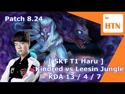 [ SKT T1 Haru ] Kindred vs Leesin Jungle - Patch 8.24 KR Ranker - KDA 13 / 4 / 7