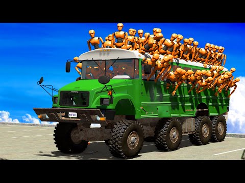 100 dummies on the Indian BUS #5 BeamNG DRIVE