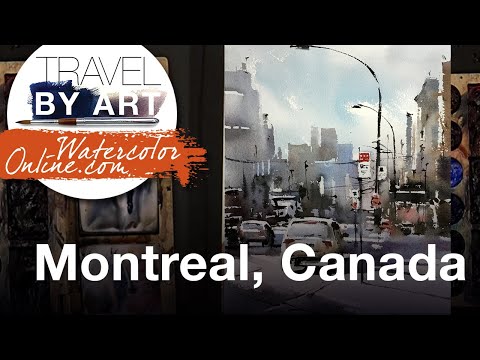 #281 Travel By Art, Ep. 131: Sherbrooke Street in Montreal (Watercolor Cityscape Demo)