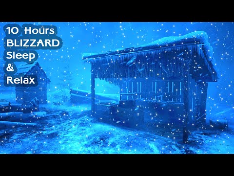 Otroligt stark snöstorm för sömn 10 timmar snöstorm | Vindljud för sovande svart skärm