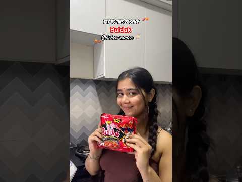 Trying buldak 2x spicy chicken ramen 🍜🥵🌶️ #youtube #shorts #spicyfood #spicynoodles #buldakramen