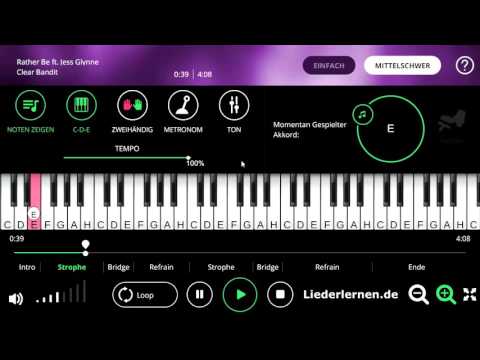 Clean Bandit - Jess Glynne - Rather Be - Klavier lernen - Musiknoten - Akkorde