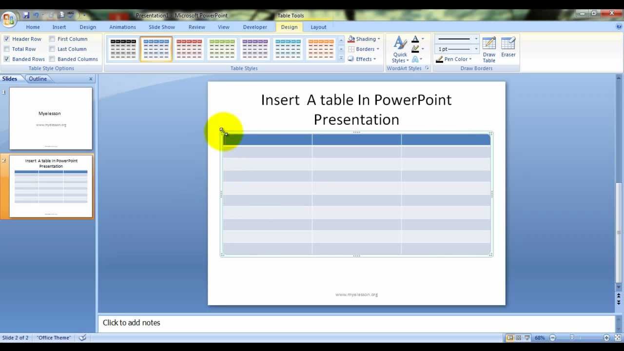Add A Table In PowerPoint Presentation