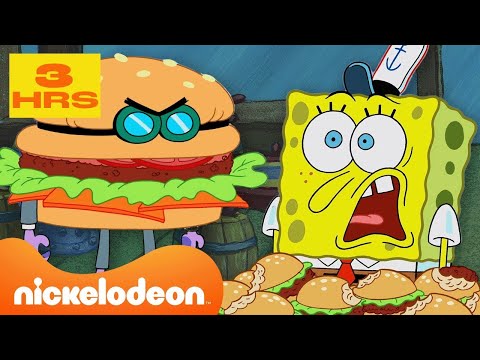 Губка Боб | Подборка лучших моментов – Губка Боб в «Красти Краб» | 3 часа | Nickelodeon Cyrillic