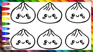 Desenhar e Colorir 6 Lindos Squishies De Bolinho 🥟🌈 Desenhos Para Crianças