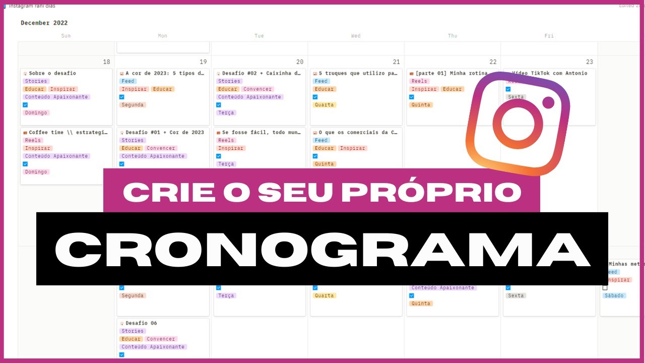 Como Fazer o SEU PRÓPRIO CRONOGRAMA de Postagens Instagram (MELHOR VÍDEO!!!)