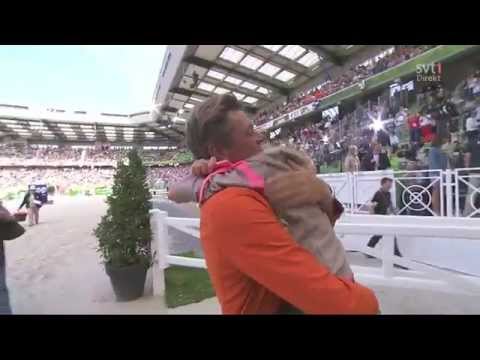 Jeroen Dubbeldam with daughter celebrating the World Champion title