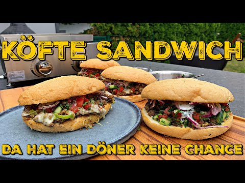 Köfte Brötchen mit Rinder & Lammhack, Käse, Sumach-Zwiebeln und Knobi-Jogurtsauce
