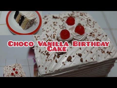 Choco Vanilla Birthday Cake | how to make at home | huda s kitchen