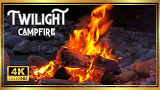 🔥🔥🔥Twilight Campfire: Tranquil White Noise Ambience by the Stream with Crackling Fire Sounds in 4K