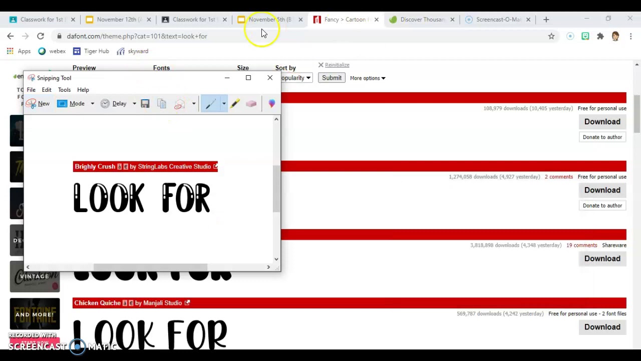 Selecting quotes on dafont.com
