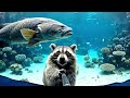 Raccoon Explores An Underwater Tunnel Aquarium Hilarious POV Vlog