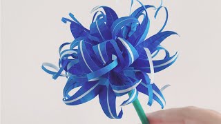 Origami Demon Slayer Blue Spider Lily tutorial | DIY | Flower | Origami Papercraft | 折り紙 | 종이접기
