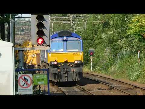 Guide Bridge Station 66708 and 66791 working from Hyde North to Carlisle 14-08-2022