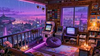 After Hours Balcony ✨ Cozy City Rain & Peaceful Lofi Music 🌃