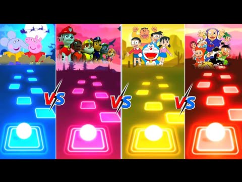 Peppa pig Team Paw patrol Team Doraemon cartoon Team Ninja hattori Team:Tiles Hop EDM Rush Games
