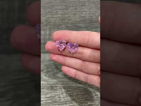 Подарок девушке серьги "Розовые хрустальные сердца" ювелирный сплав покрытие родий в бархатной коробочке - фото 2 - id-p2450108933