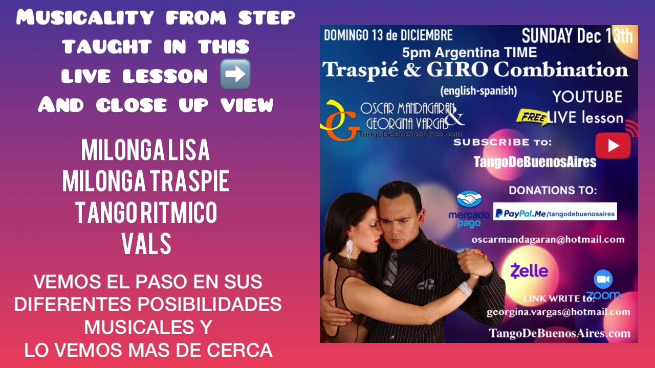 Musicality #Tango Vals Milonga lisa 🌟 traspié STEP from LIVE LESSON Georgina Vargas Oscar Mandagaran