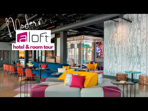 AMAZING MODERN ALOFT HOTEL - MARRIOTT | LOBBY & ROOM TOUR