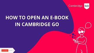 How to open an e-book in Cambridge GO