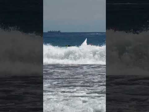 Shorebreak ride fail!  #surfski #shorebreak #waves #fail