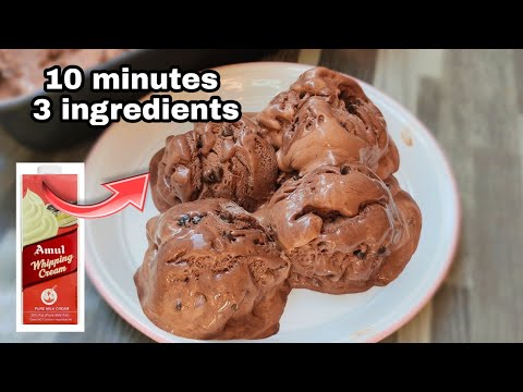 10 മിനുട്ട് കൊണ്ട് chocolate icecream ready/3 ingredients chocolate icecream/amul whipping cream