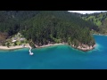 This footage pans across different areas of Erie Bay, a historically important bay lying roughly in the middle of the Eastern side of Tory Channel, and gives a perspective of the bay looking out towards Moioio Island and Kaihinu Point.