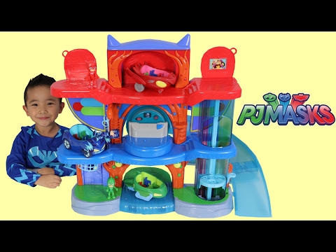 PJ Masks Headquarters Playset Toys Unboxing And Playing With Catboy Gekko Owlette Ckn Toys