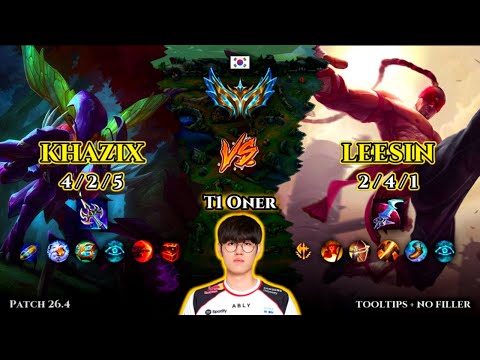 T1 Oner | Khazix JUNGLE vs LeeSin | Patch 26.4 | 2026-02-21 | KR CHALLENGER