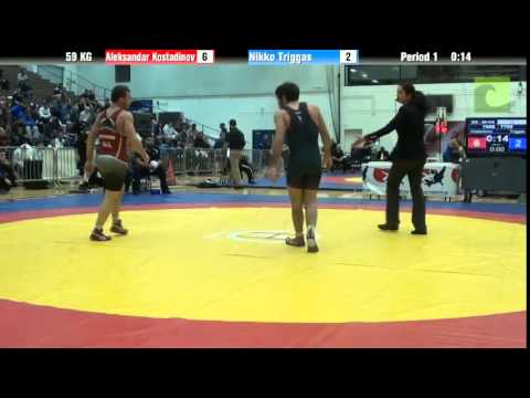 59 KG R16 - Aleksandar Kostadinov (Bulgaria) vs. Nikko Triggas (NYAC)
