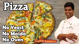 INSTANT VEG PIZZA | NO OVEN | NO YEAST | NO MAIDA, 100% WHEAT PIZZA |CDK #244 | Chef Deena's Kitchen