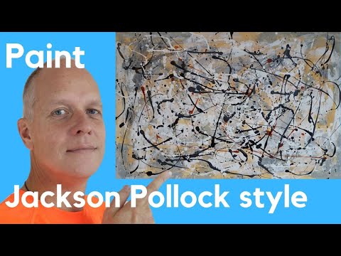 How to paint like Jackson Pollock style drip action painting - Abstract Expressionism Art
